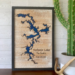 Lake Art- Black Framed Shiplap