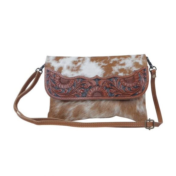 Brown Shells Hand Tooled Bag